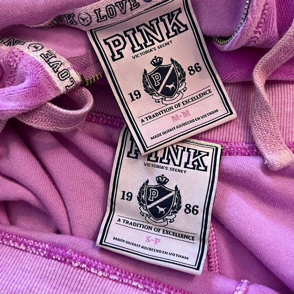 Y2K PINK Victorias Secret Purple Velour Velvet Track Suit Set Small Medium - Picture 15 of 15